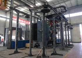 剛剛將一臺發(fā)往上海的懸鏈通過式拋丸機(jī)安裝完畢！大喜！